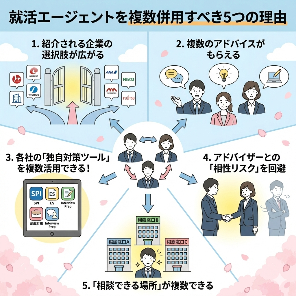 就活エージェントを複数併用すべき5つの理由