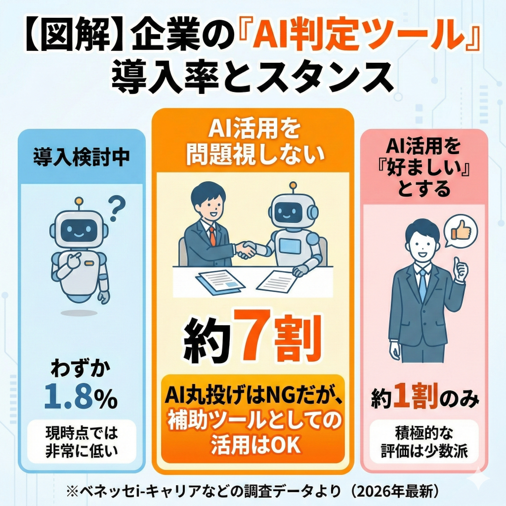 AI判定ツールの導入率と企業のスタンス