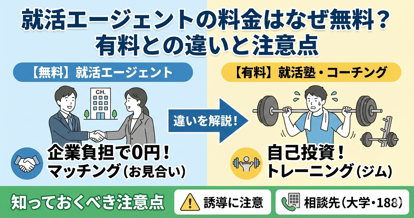 27卒就活エージェントの料金はなぜ無料？有料との違いと注意点