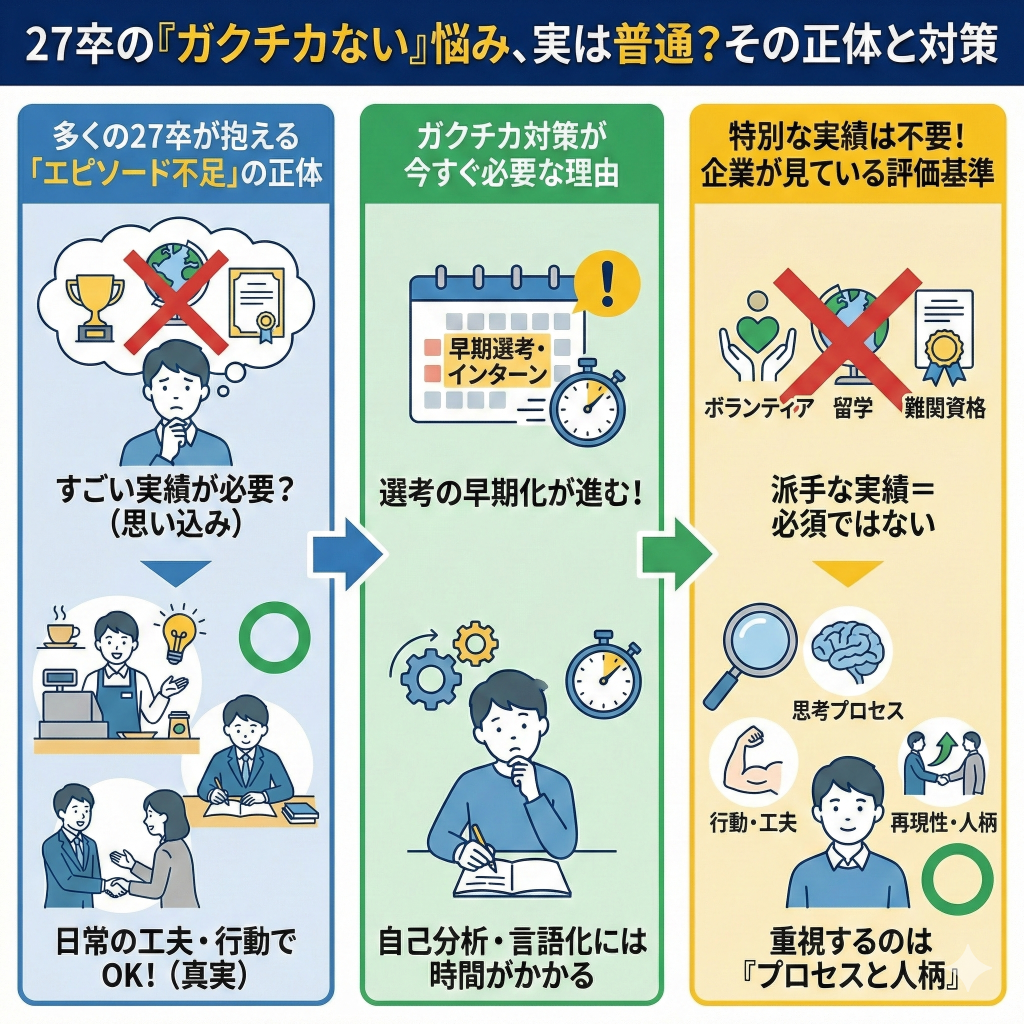 「ガクチカが本当にない」と悩むのは普通？その正体と対策