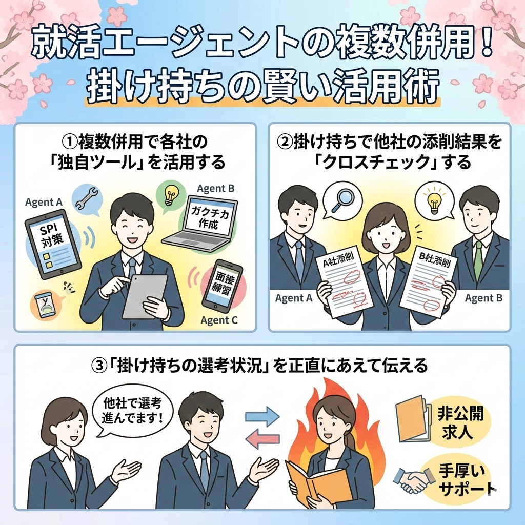 就活エージェントの複数併用！掛け持ちの賢い活用術