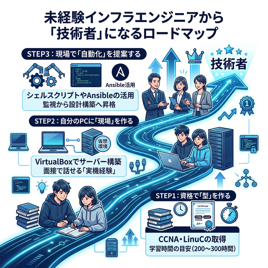 未経験インフラエンジニアから「技術者」になるロードマップ