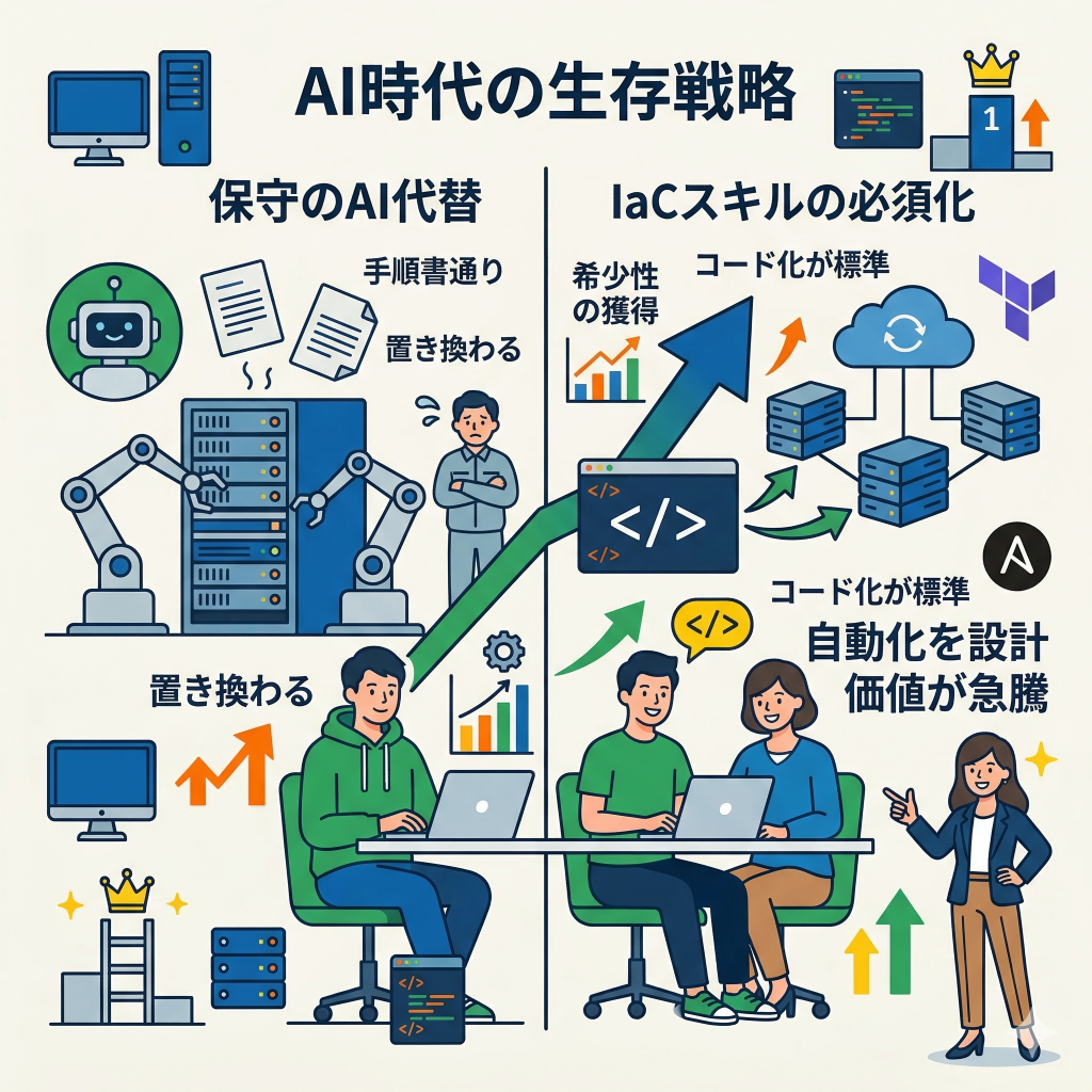 AI代替:IaCを使いこなす側はインフラエンジニアとして需要増