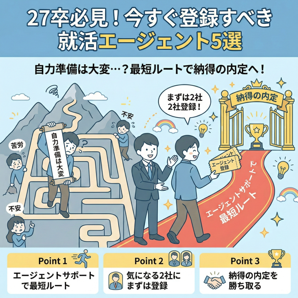 27卒が今すぐ登録すべき！就活エージェント5選