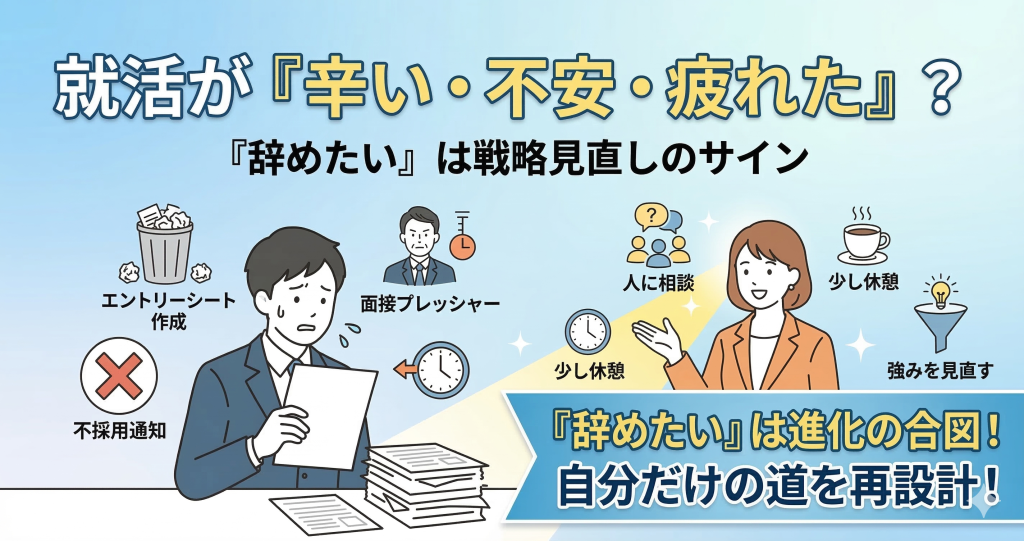 就活が「辛い・不安・疲れた」と感じる理由と対処法!「辞めたい」はやり直しのサイン
