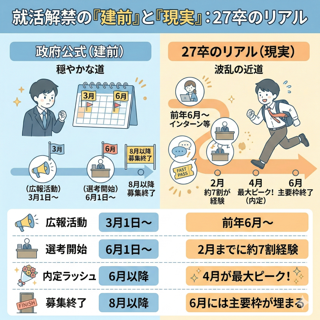 27卒の就活はいつから始まってる？2月で7割が面接済み！