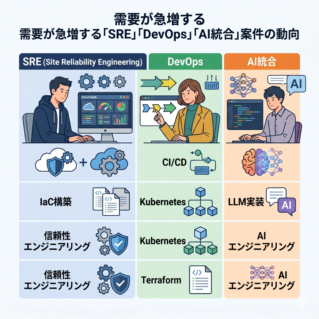 SEが注目すべき！SRE・DevOps・AI統合案件の需要と必須スキル