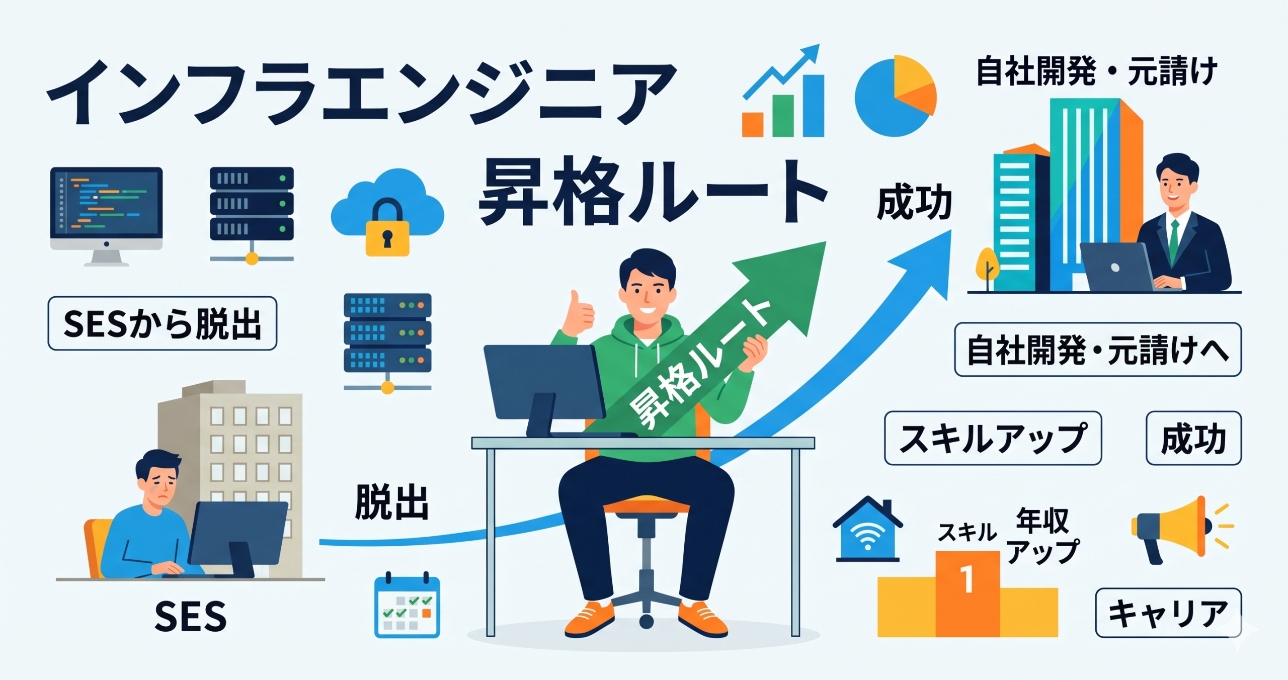 インフラエンジニアは底辺？SESから「自社開発・元請け」へ脱出する昇格ルート