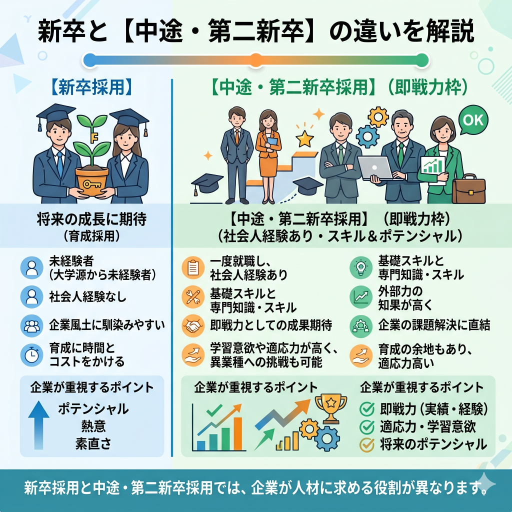 【徹底比較】新卒採用と中途採用の評価基準の違い