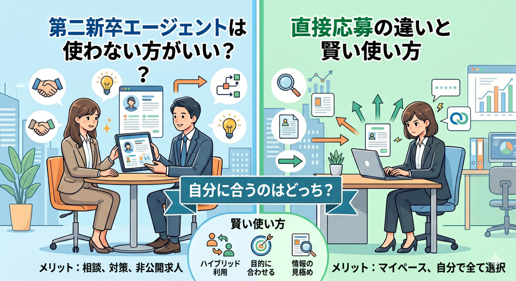 第二新卒エージェントは使わない方がいい?直接応募の違いと賢い使い方