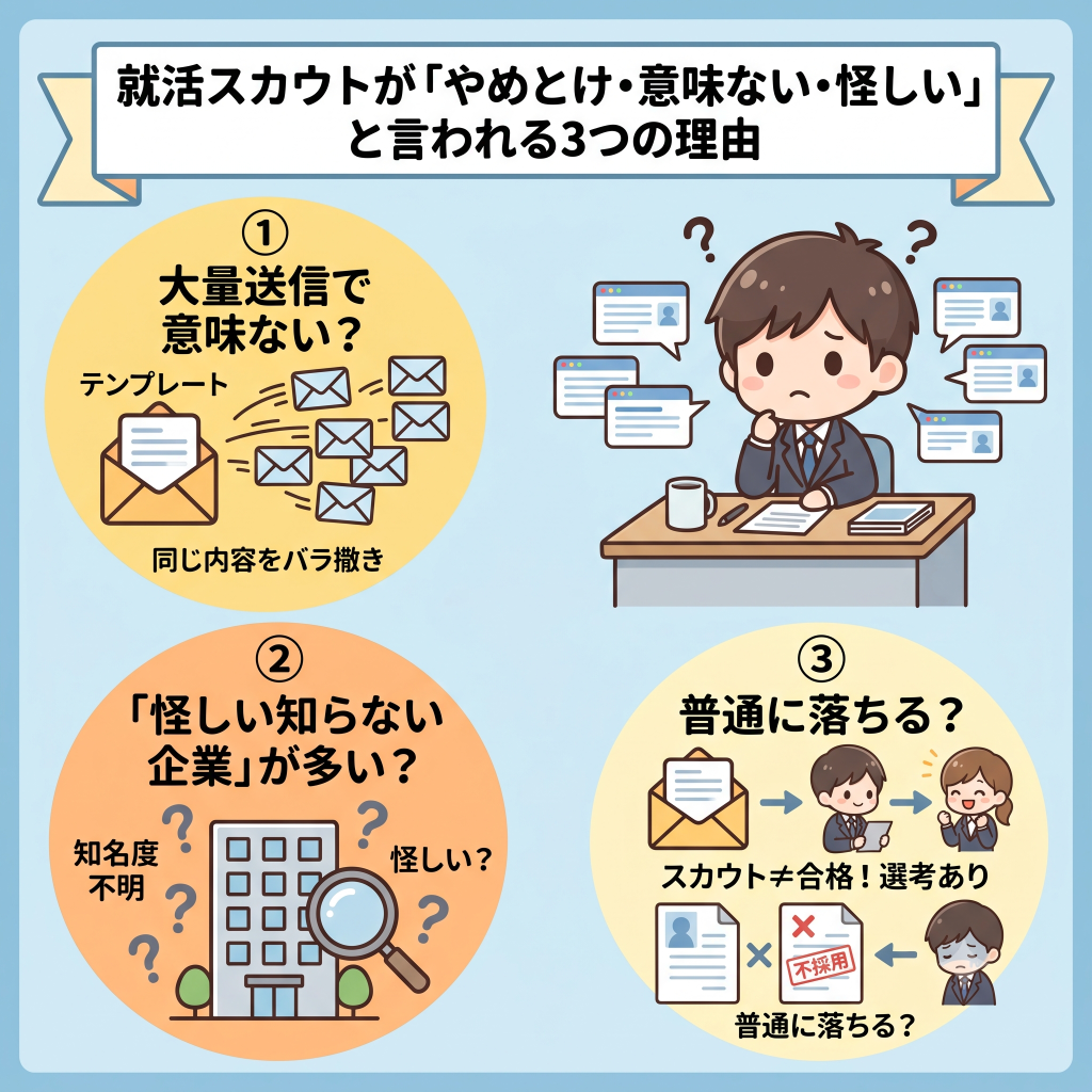 就活スカウトが「やめとけ・意味ない・怪しい」と言われる3つの理由