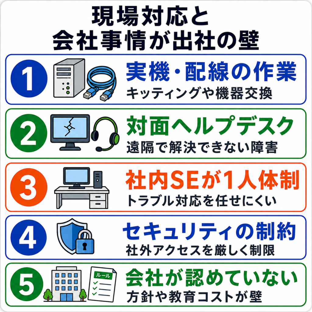 社内SEがテレワークできない5つの理由
