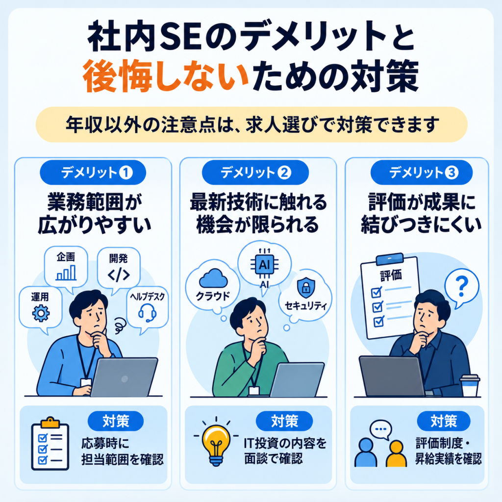 社内SEのデメリットと転職で「後悔しない」ための対策