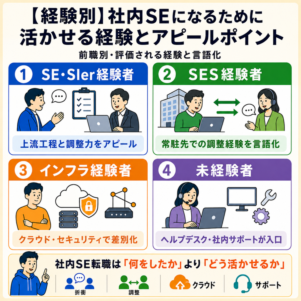 【経験別】社内SEになるために活かせる経験とアピールポイント