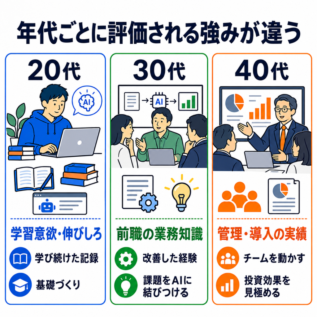 【年代別】AIエンジニア未経験の評価基準：20代.30代.40代