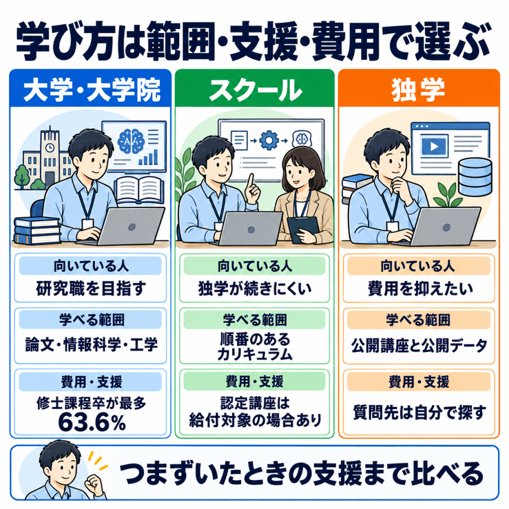AIエンジニアになるための3つの学び方｜大学・スクール・独学