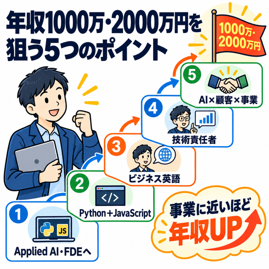 AIエンジニアが年収1000万・2000万円を狙う5つのポイント