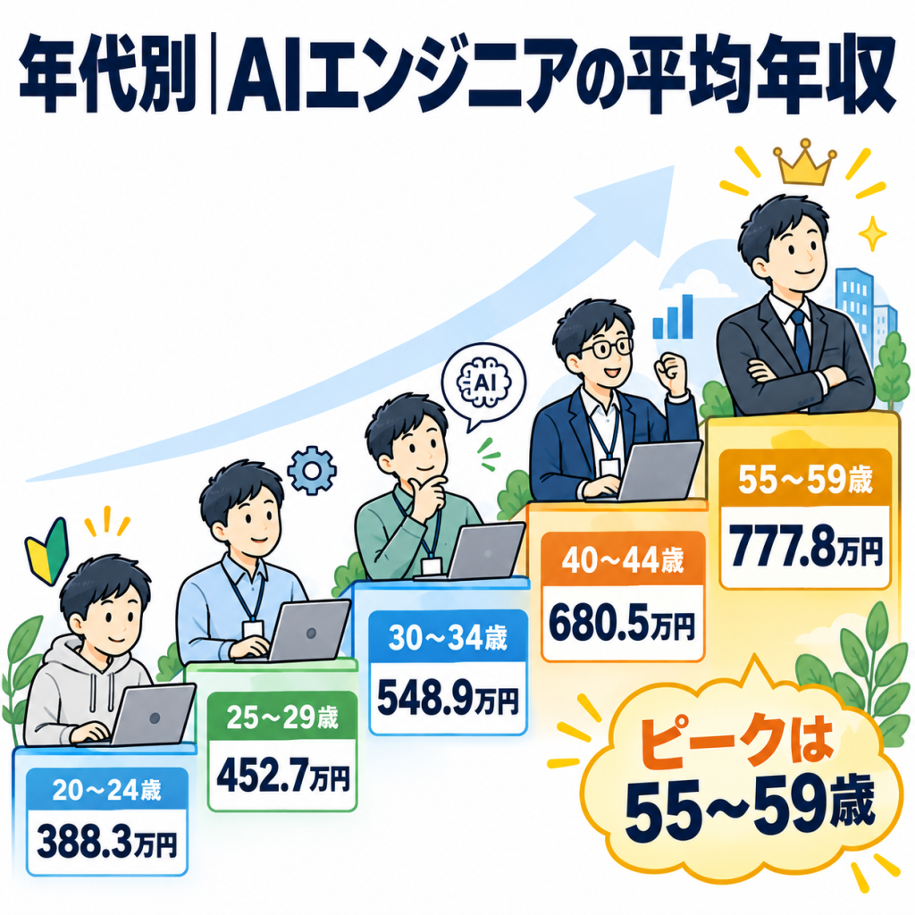 【年代別】AIエンジニアの平均年収｜20代・30代・40代・50代以降