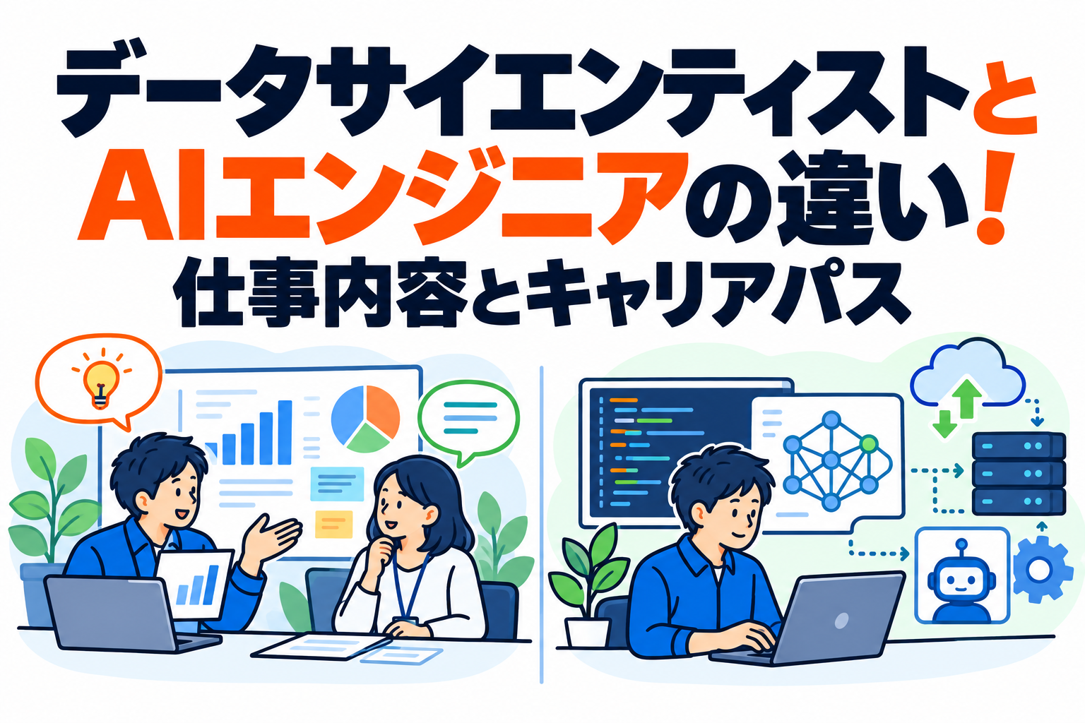 データサイエンティストとAIエンジニアの違い！仕事内容とキャリアパス
