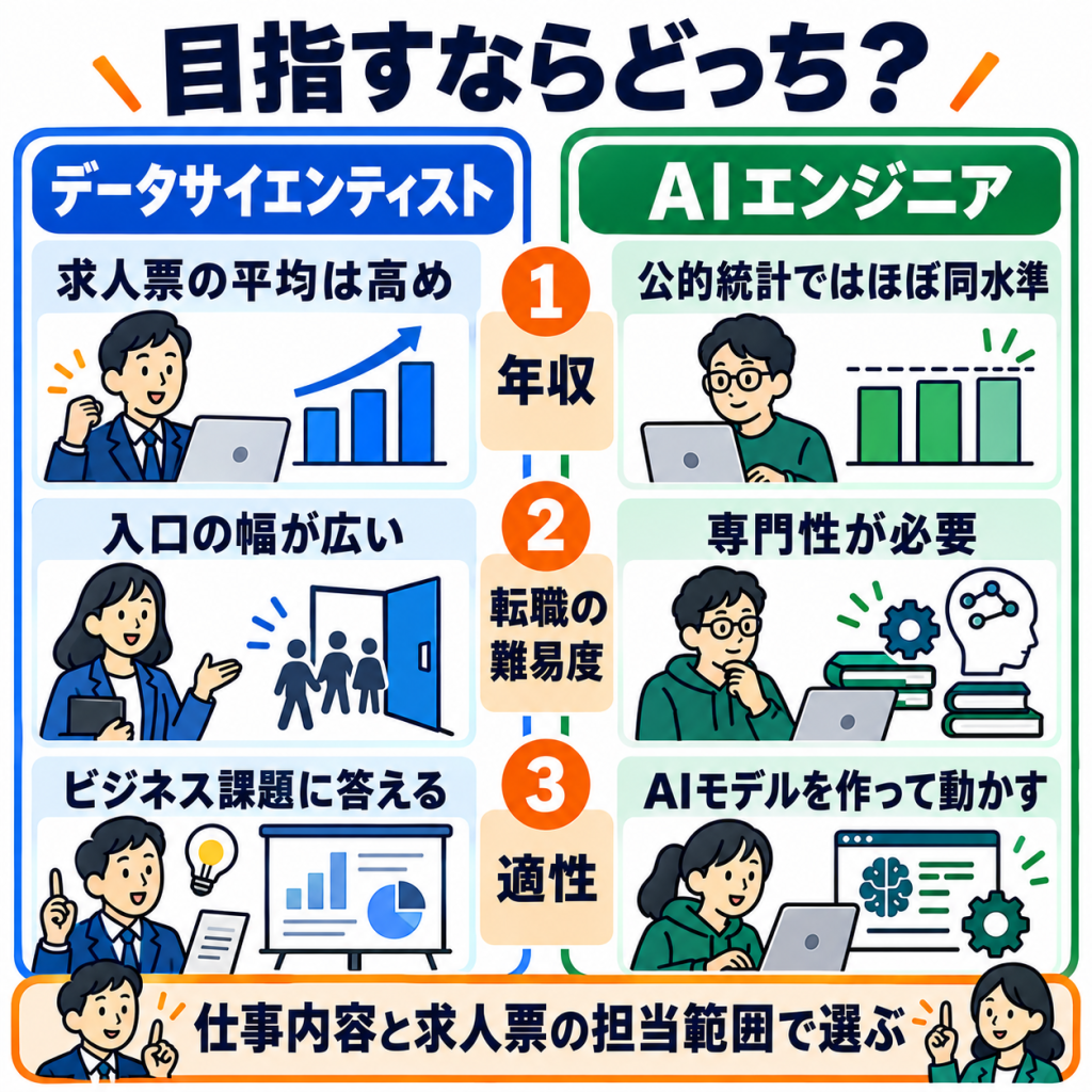 データサイエンティストとAIエンジニア目指すならどっち？