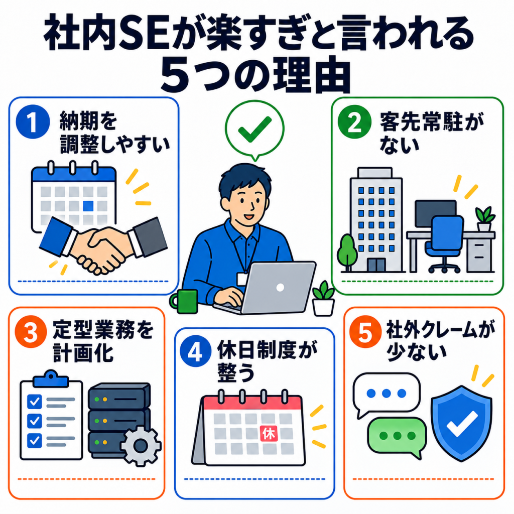 社内SEが楽すぎと言われる5つの理由