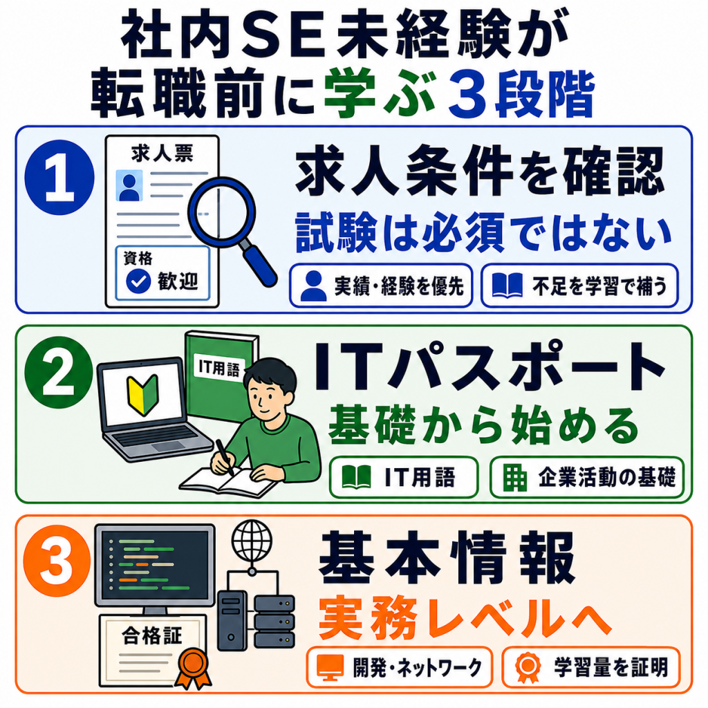 社内SE未経験は転職前に何を勉強すべき?試験は必要か