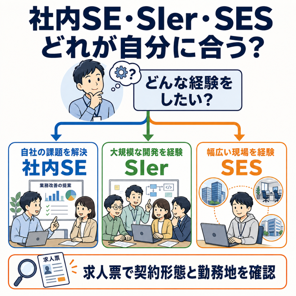 社内SE・SIer・SESはどれがいい？