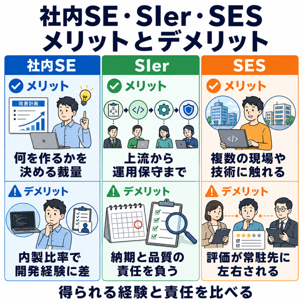 社内SE・SIer・SESのメリットとデメリット