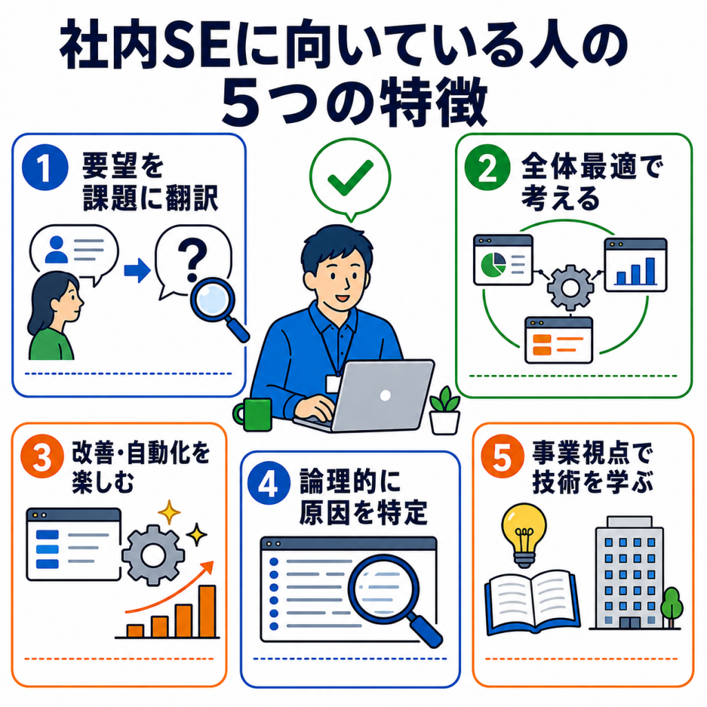 社内SEに向いている人の特徴5選！企業が求める人物像とは