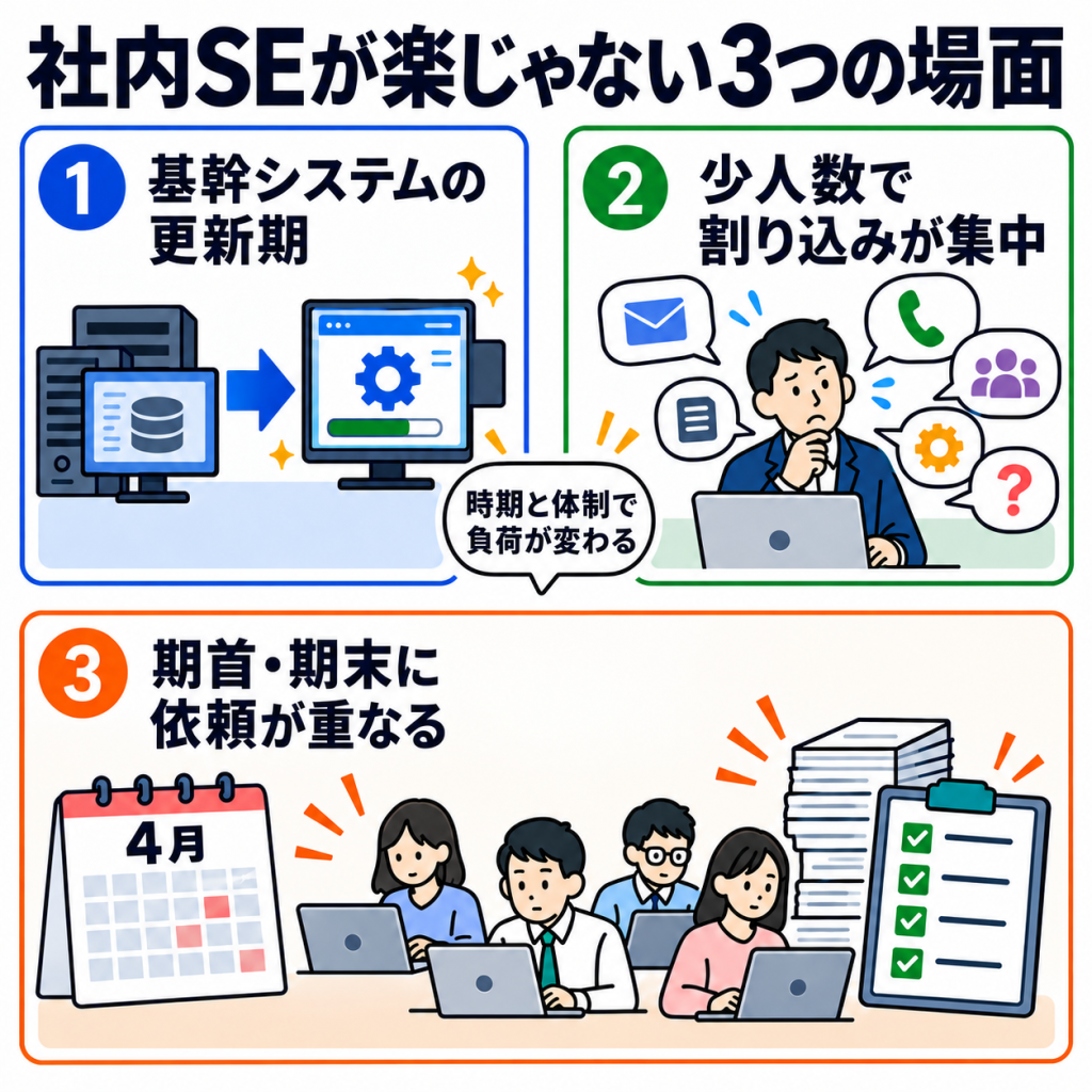 社内SEが楽じゃないと感じる3つの場面