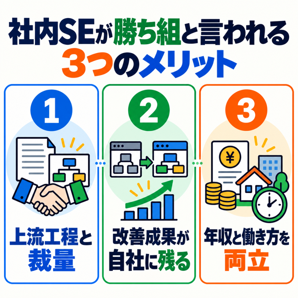 社内SEが勝ち組と言われる3つのメリット