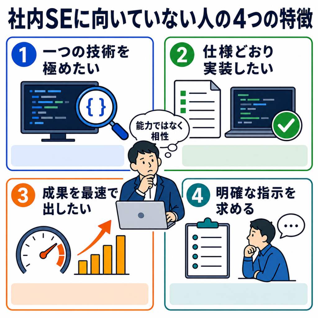 社内SEに向いていない人の特徴
