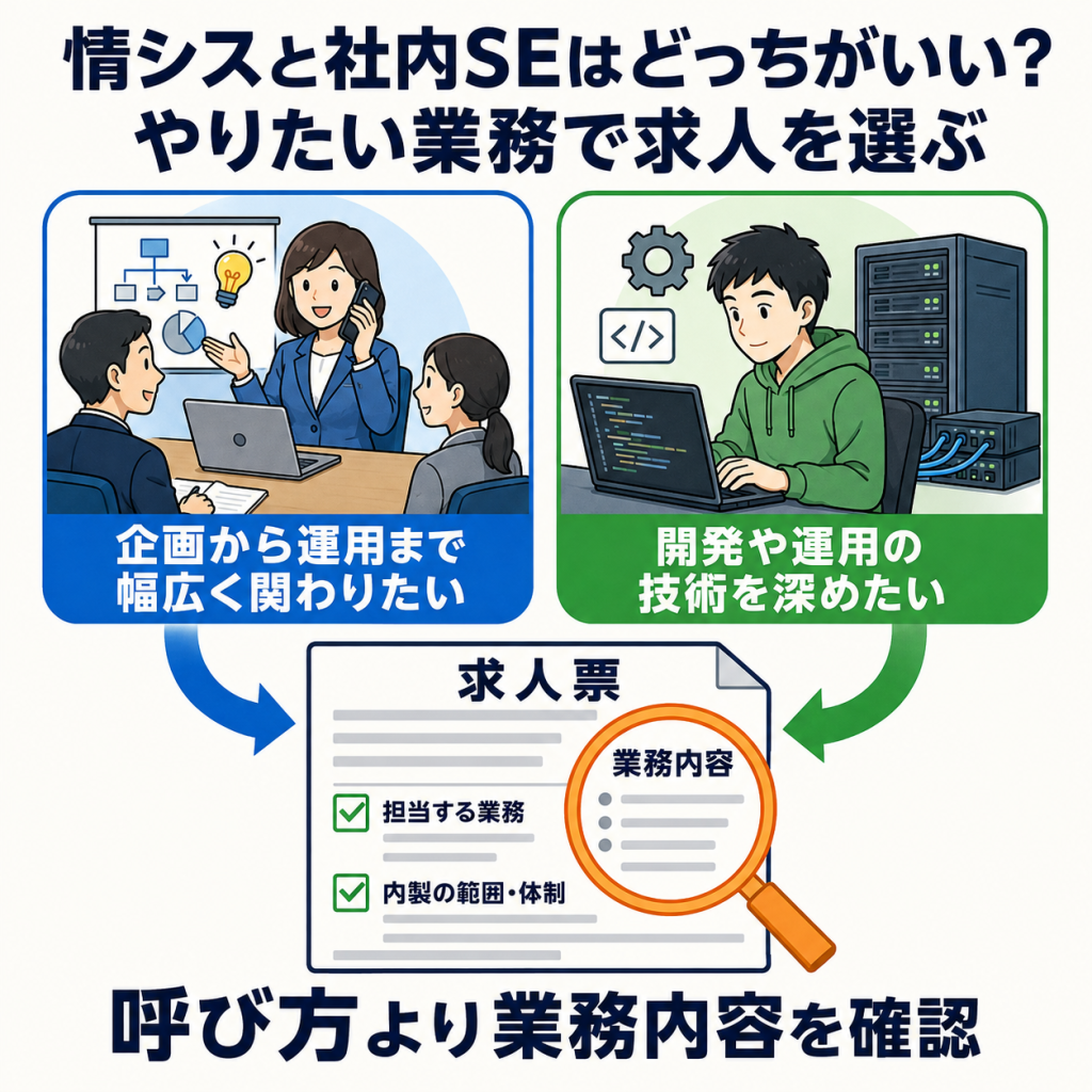 情シスと社内SEはどっちがいい？やりたい業務で選ぶ