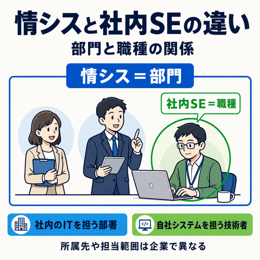 情シスと社内SEの違いは「部門」と「職種」