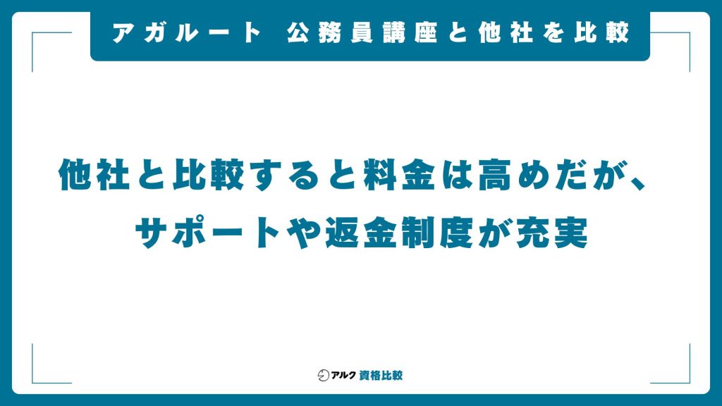 アガルートの公務員講座を他社講座と比較