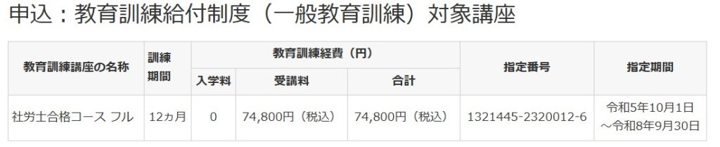 スタディング 社労士 教育訓練給付制度