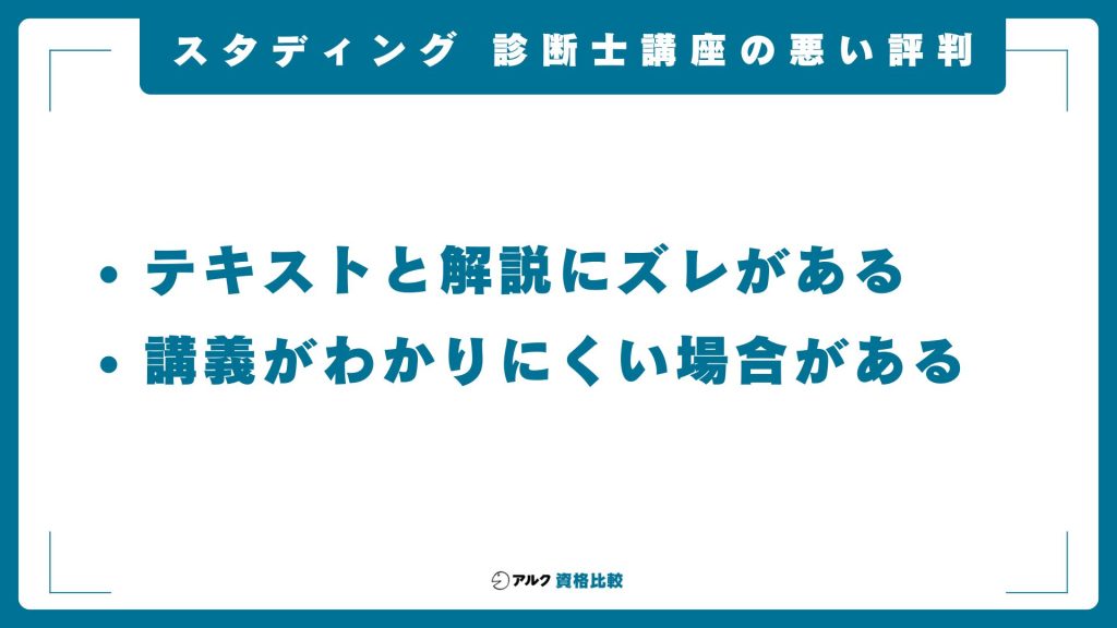 スタディング・中小企業診断士講座の悪い口コミ・評判