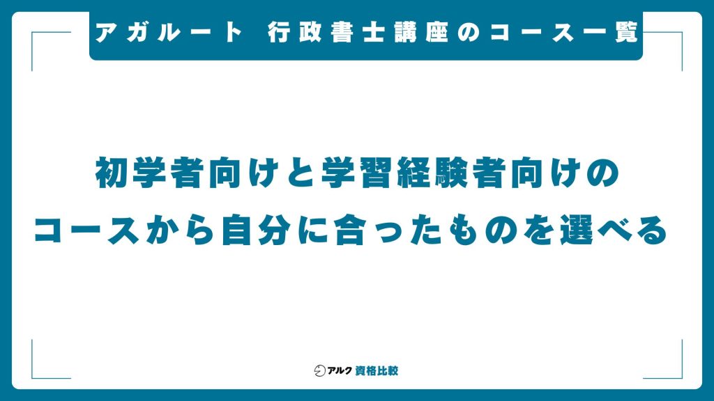 アガルートの行政書士講座のコース一覧と料金