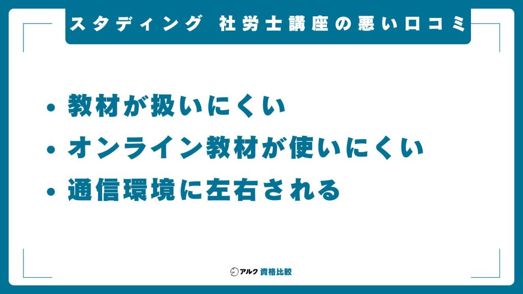 スタディング社労士講座の悪い評判・口コミ
