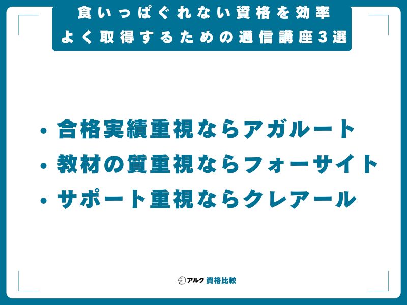食いっぱぐれない資格を効率よく取得するための通信講座3選