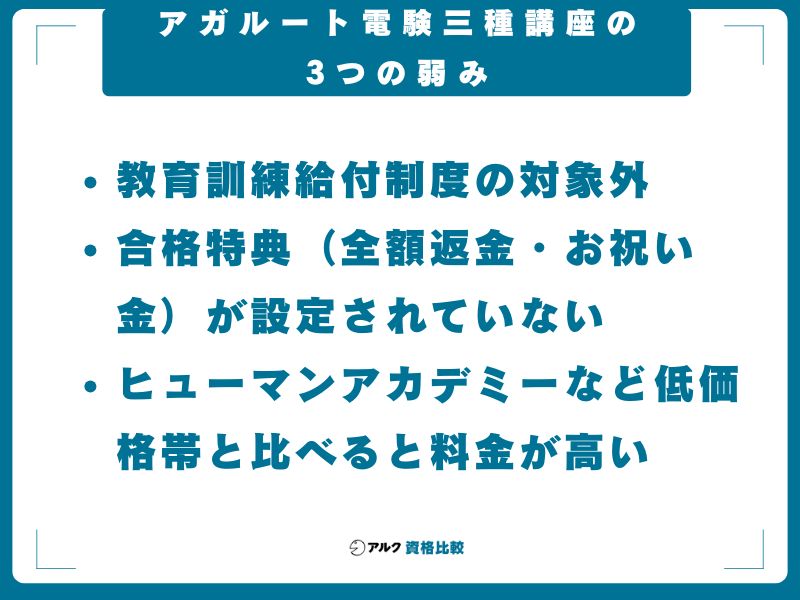 アガルート電験三種講座の3つの弱み