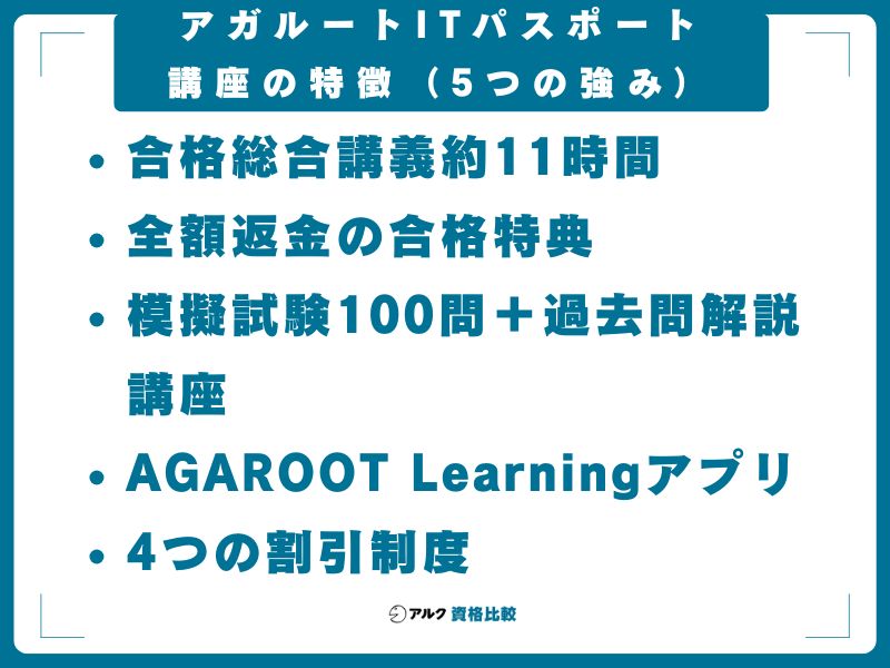 アガルートITパスポート講座の特徴（5つの強み）