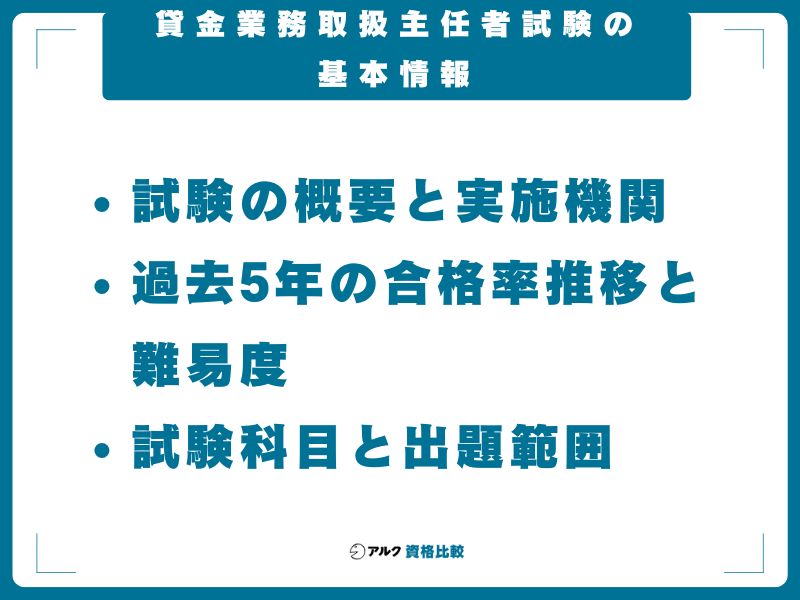 貸金業務取扱主任者試験の基本情報