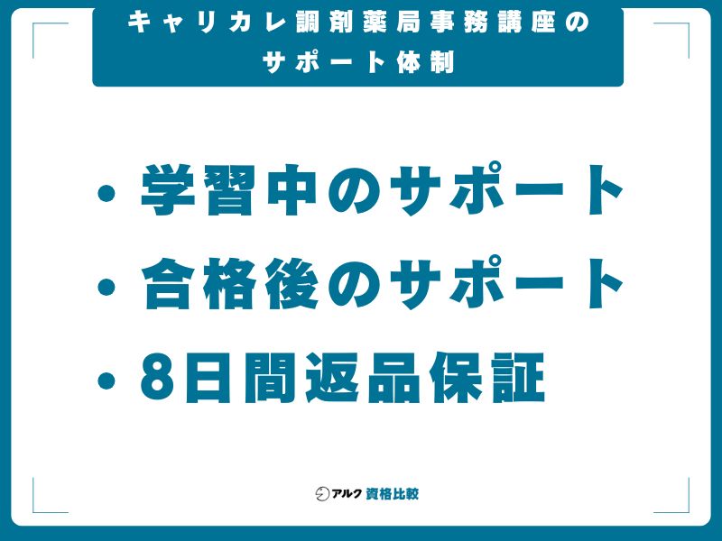 キャリカレ調剤薬局事務講座のサポート体制