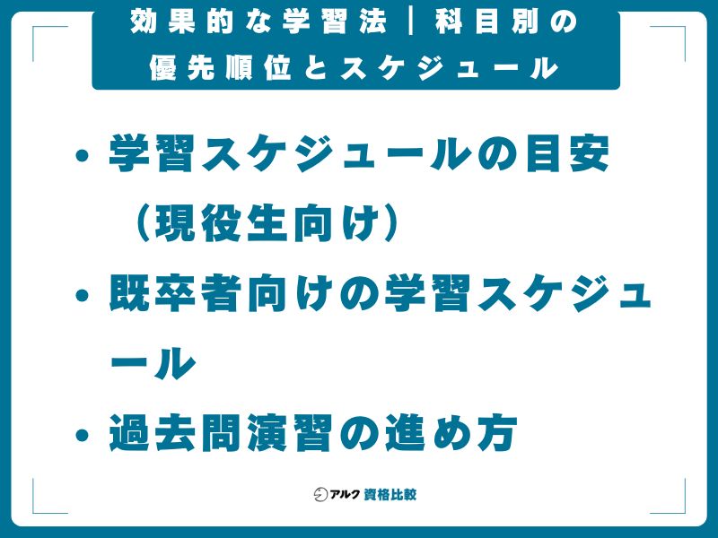 効果的な学習法｜科目別の優先順位とスケジュール