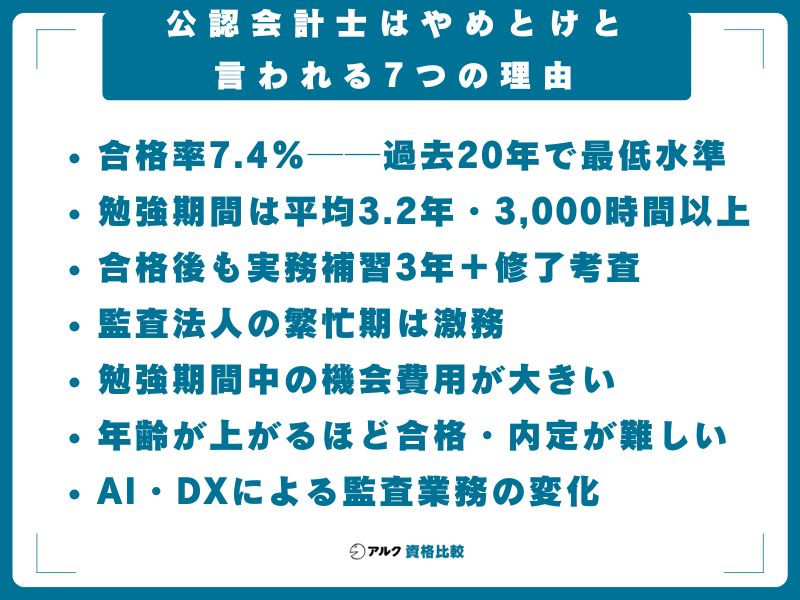 公認会計士はやめとけと言われる7つの理由