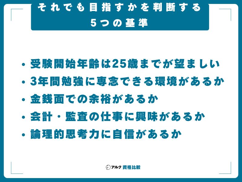 それでも目指すかを判断する5つの基準