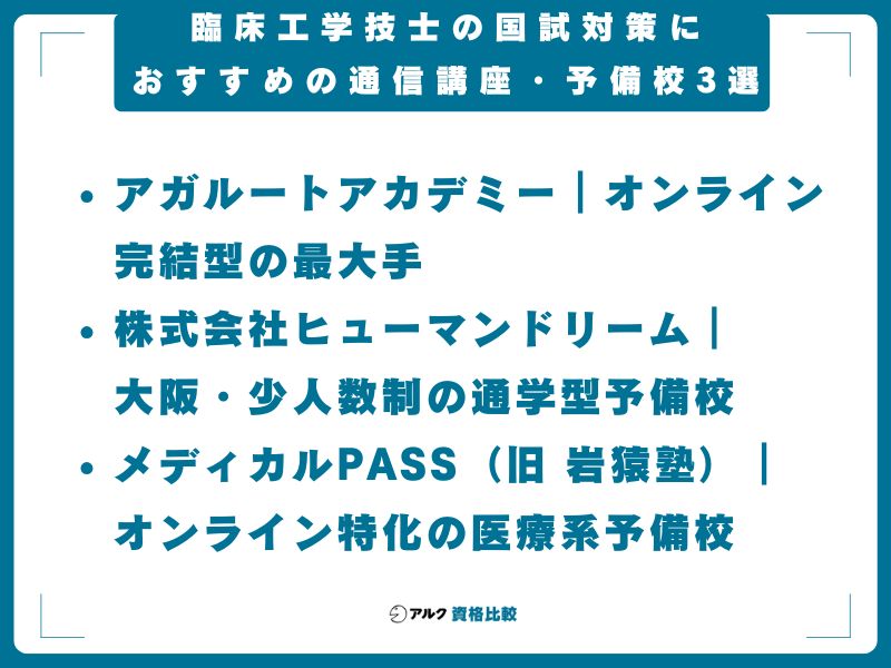臨床工学技士の国試対策におすすめの通信講座・予備校3選