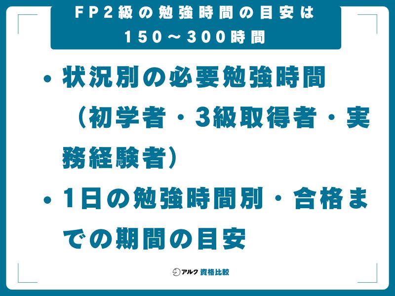 FP2級の勉強時間の目安は150〜300時間