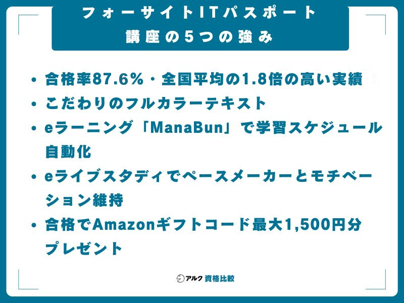 フォーサイトITパスポート講座の5つの強み